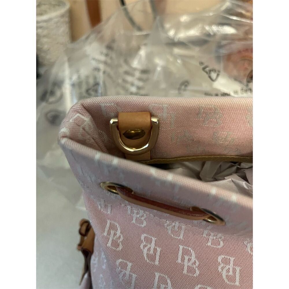 Vintage Dooney & Bourke Pink DB Signature Shoulder Bag Tassel Accent - Picture 8 of 10